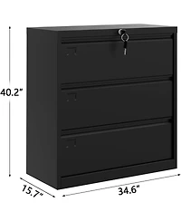gaomon 3 Drawer Lateral File Cabinet with Lock, Heavy Duty Steel Office Storage for Letter/Legal/A4 Documents, Easy Assembly Space-Saving Design