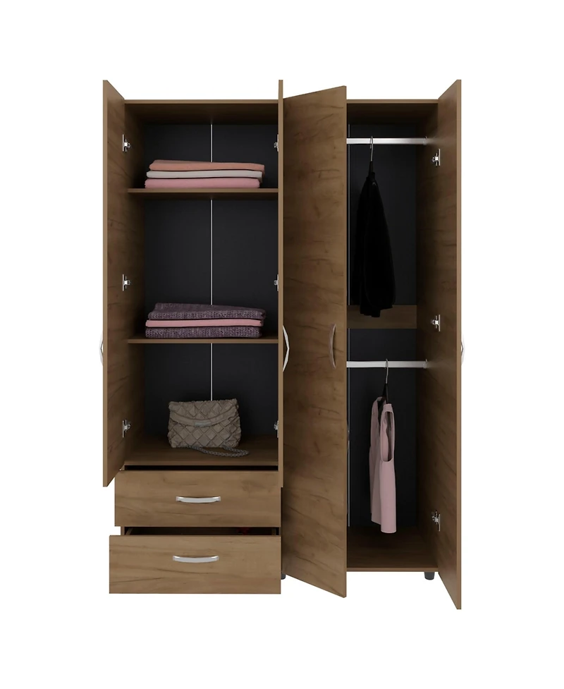 Depot E-Shop Rye Armoire, 4 Doors, 2 Drawers, 3 Shelves