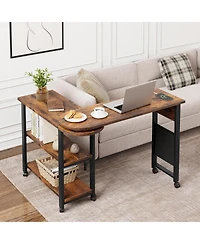 gaomon 360degree(s) Rotating Sofa Side Table with Charging Station and Storage Bag