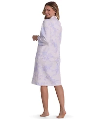 Miss Elaine Women's 3/4-Sleeve Printed Short Zip Robe