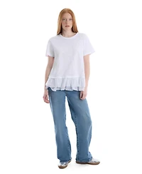 Wilt Women's Clothing Short Sleeve Mixed Media Tee