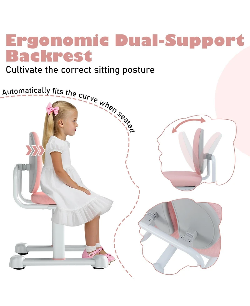 Sugift Kids Desk Chair with Double Back Support and Adjustable Height