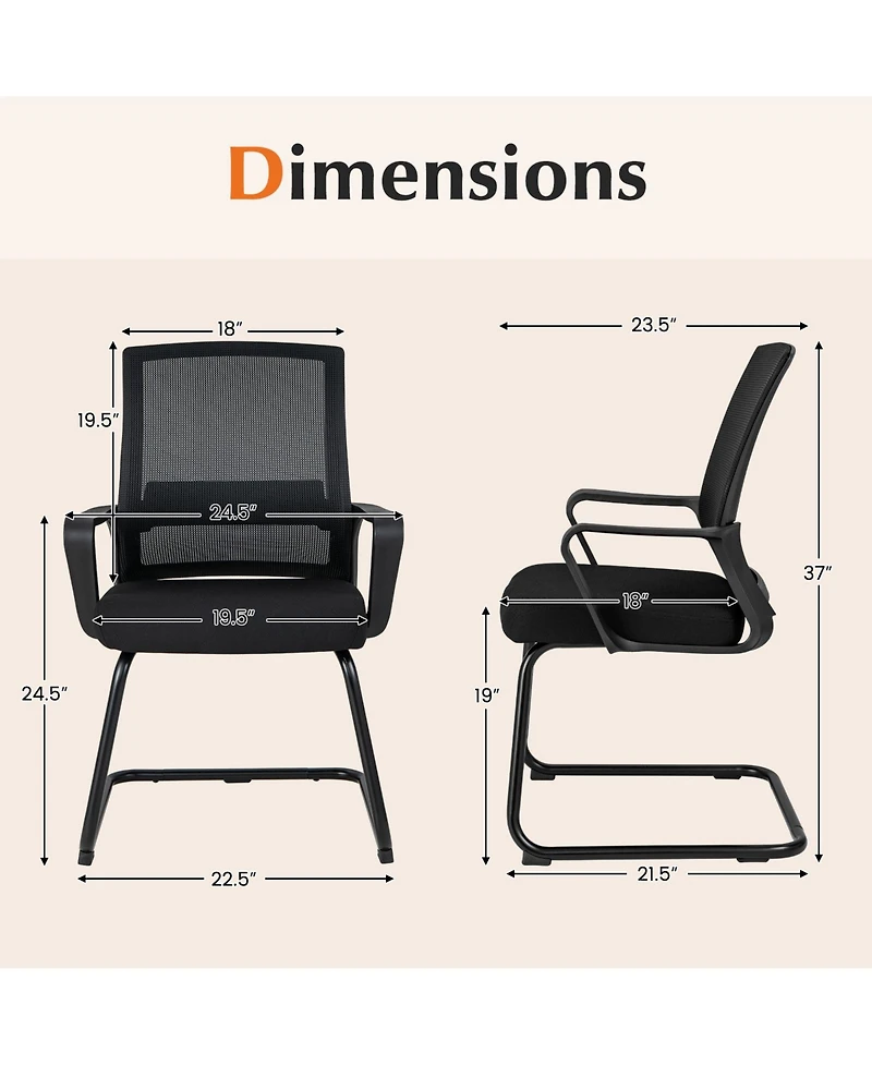 Sugift Office Guest Chair with Lumbar Support for Waiting Areas