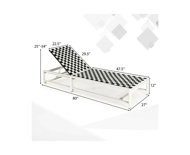 Sugift Patio Adjustable Reclining Lounge Chair for Garden and Deck