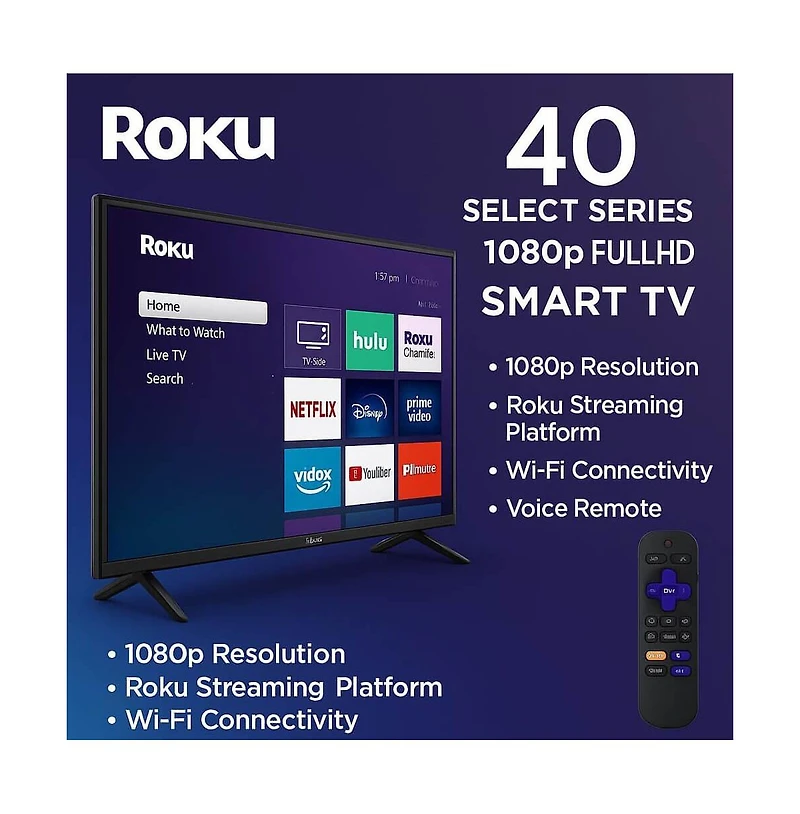 Roku 40" Select Series 1080p Full Hd Smart Tv Wi-Fi Streaming, Hdmi Cable & Premium Bundle - 40R3D5KIT1