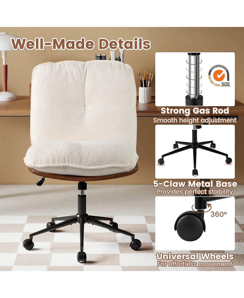 Sugift Armless Home Office Chair with Rocking Backrest Design