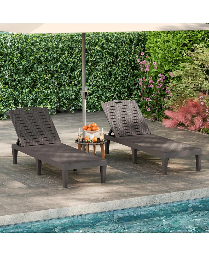 Sugift Outdoor Chaise Lounge Chairs Set of Two with Adjustable Backrests