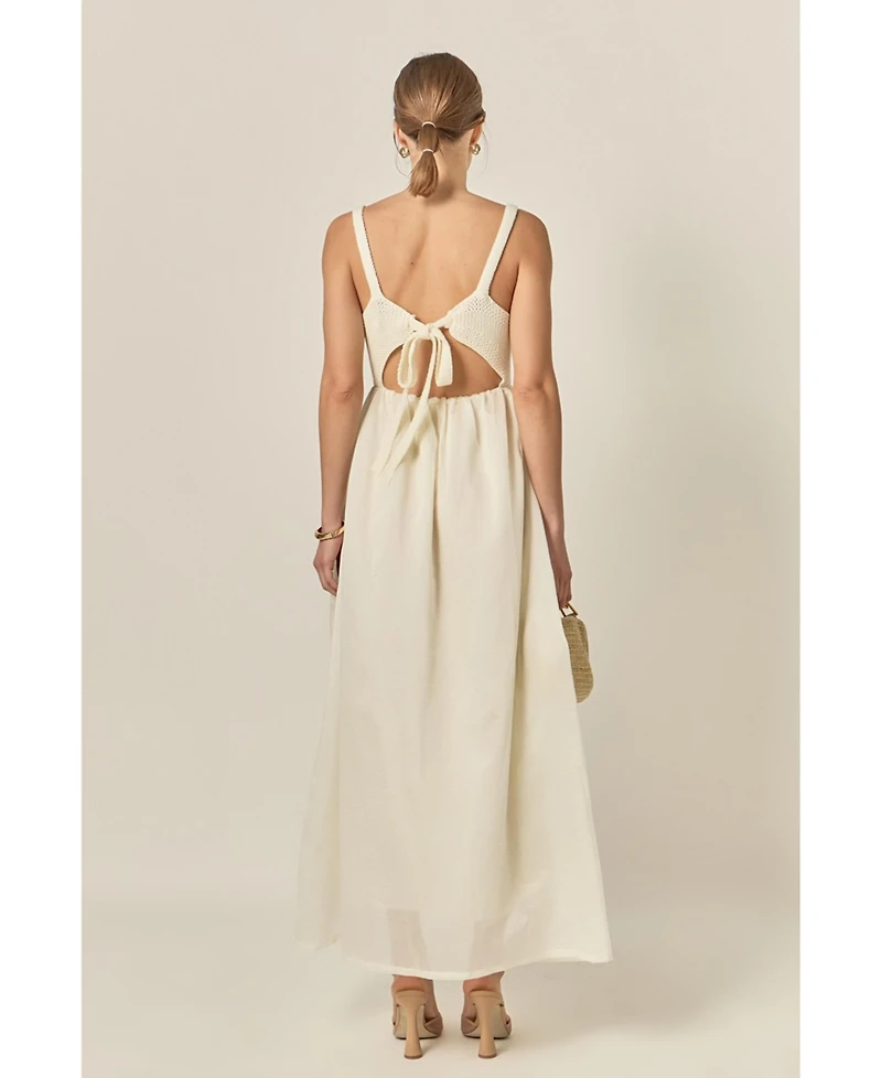 English Factory Women's Mixed Media Sleeveless Midi Dress