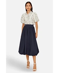 Yumi Women's Polka Dot Lace Boxy Shirt