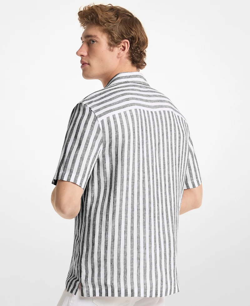 Michael Kors Men's Striped Camp-Collar Shirt
