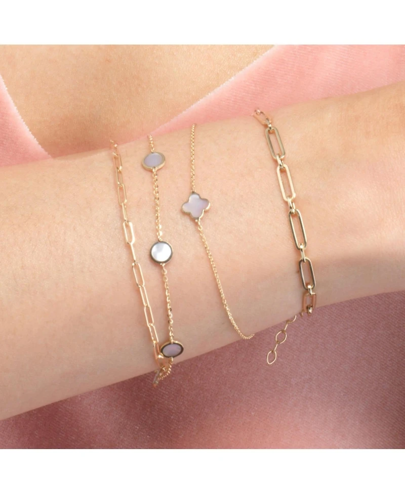 The Lovery Mini Mother of Pearl Single Clover Bracelet 14K Gold