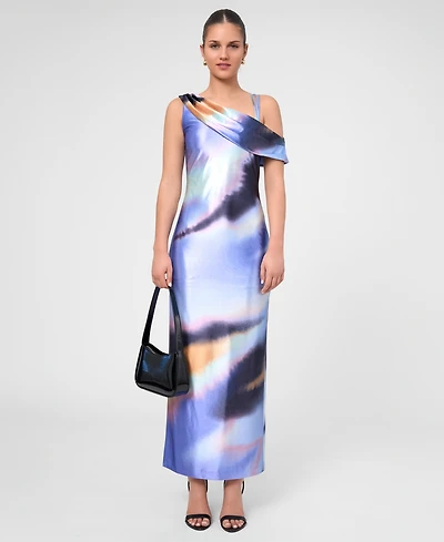 Rachel Roy Women's Asymmetrical Knit Satin Midi Dress