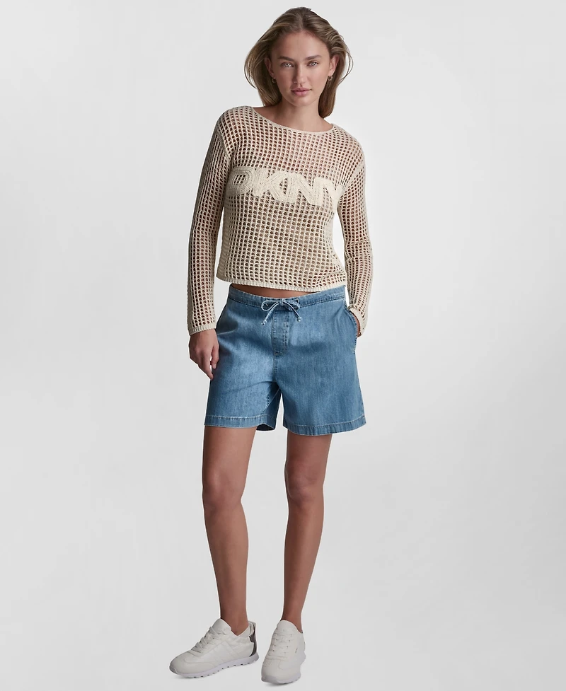 Dkny Jeans Petite Long-Sleeve Ballet Neck Sweater