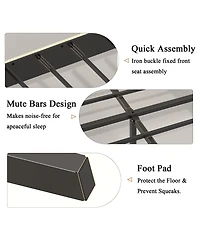 flynama Metal Platform Bed Beige Charging Station 2 Usb Ports Noise Free No Box Spring Needed