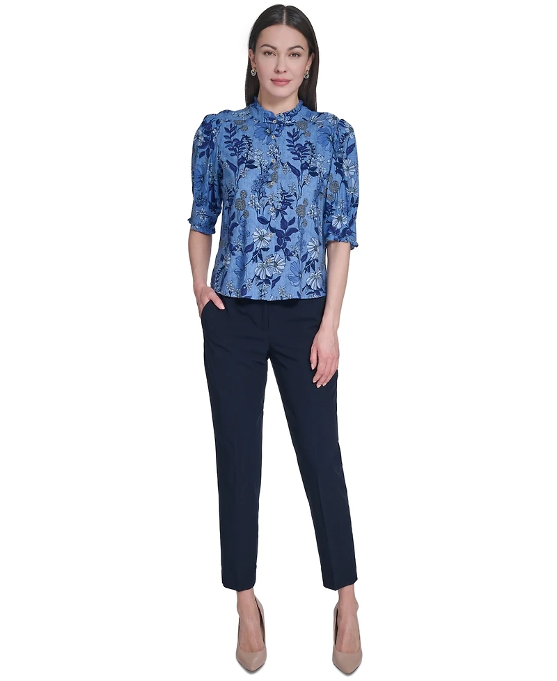Tommy Hilfiger Women's Floral Print Elbow-Sleeve Blouse