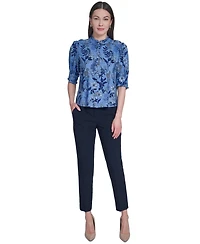 Tommy Hilfiger Women's Floral Print Elbow-Sleeve Blouse