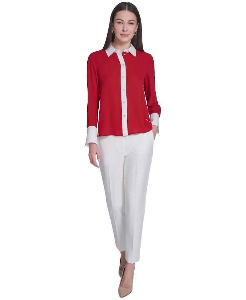 Tommy Hilfiger Women's Slim-Fit Button-Up Top