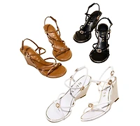 Guess Women's Devve Strappy "G" Dressy Wedge Heel Sandals