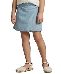 Polo Ralph Lauren Girls' 2T-6X Chambray Faux-Wrap Skort