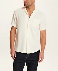 Vintage & Black Men's Crinkle Texture Camp Collar Shirt