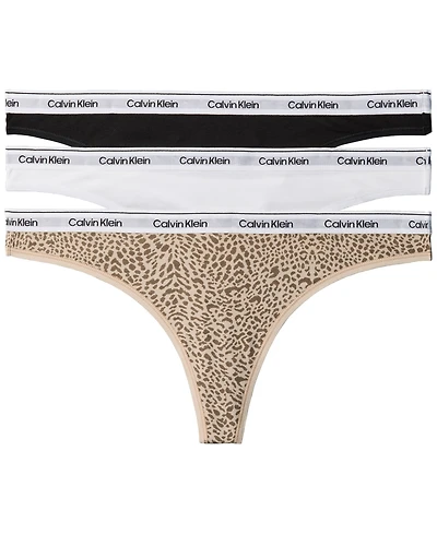 Calvin Klein Women's Modern Logo 3-Pack Thong Underwear QD5209