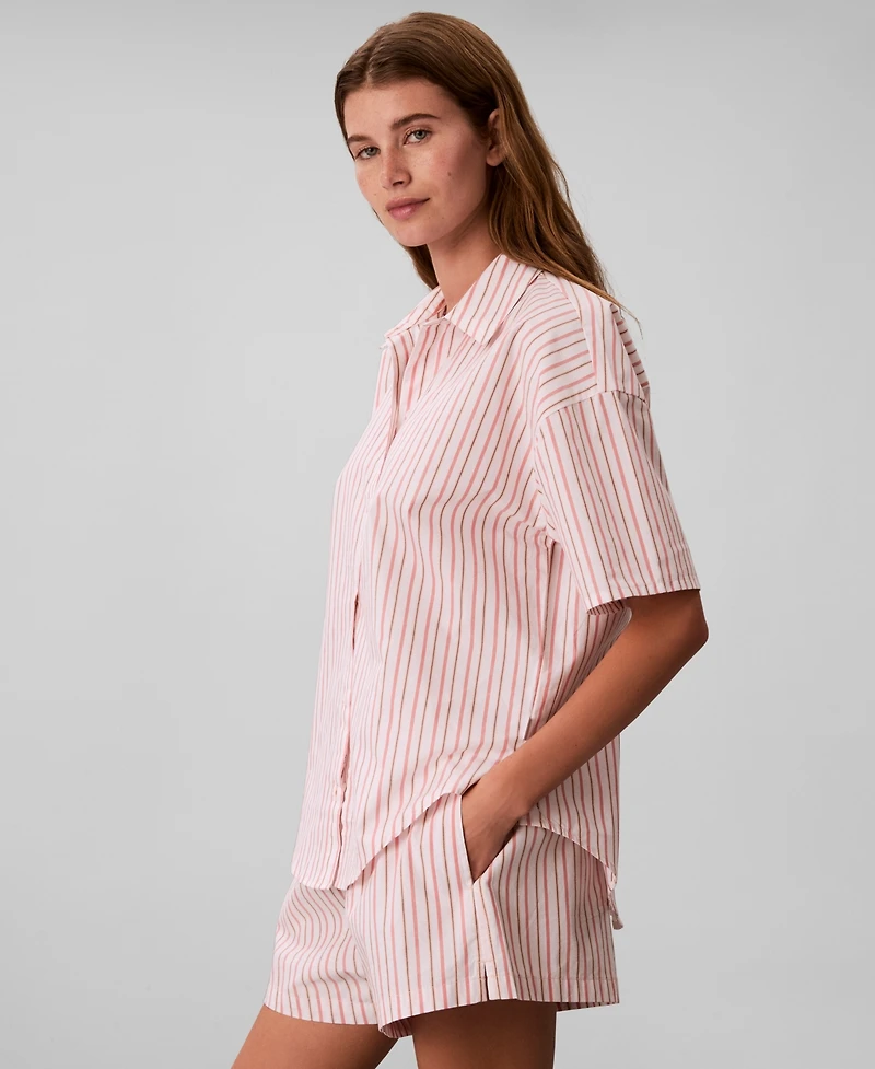 Calvin Klein Women's Striped Short-Sleeve Pajama Shirt