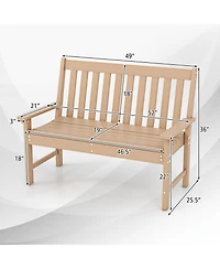 Sugift 52 Inch All-Weather Hdpe Outdoor Bench with Backrest and Armrests