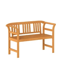 Sugift Acacia Wood 2-Person Patio Loveseat with Backrest and Armrests