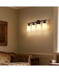 Busdays 4-Light Matte Wall Lamps with Glass Shades (No Bulbs) Sconce Lighting for Bedroom Living Room