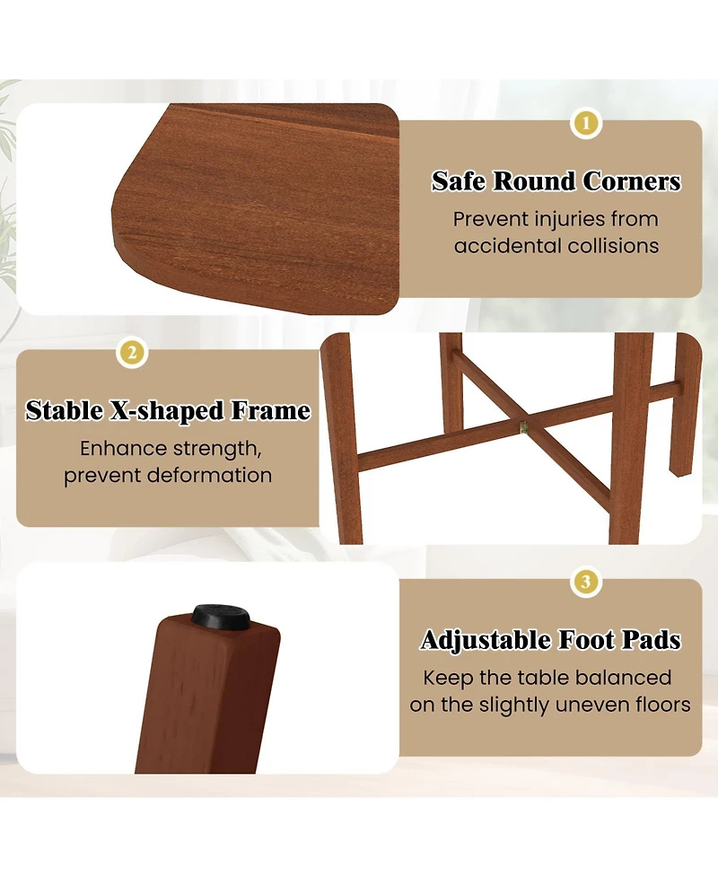 Sugift Foldable Dining Table for Two to Four with Solid Wood Legs