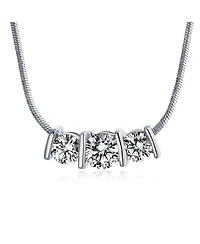 Bling Jewelry 3 Stone Cz Past Present Future Solitaire Cubic Zirconia Necklace