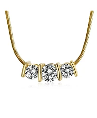 Bling Jewelry 3 Stone Cz Past Present Future Solitaire Cubic Zirconia Necklace