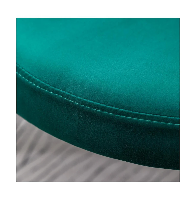 Roundhill Furniture Amoa 5-Pc Dining Set, White Round Dining Table with 4 Chairs, Green