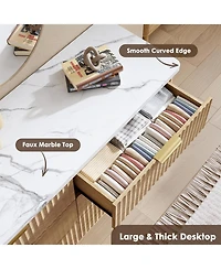 gaomon 9 Drawer Fluted Dresser 60.6-Inch-Wide Curved Profile Gold Handles