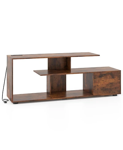 Sugift 60 in Entertainment Center Tv Stand with Built In Power Outlet