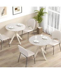 Sugift Mid Century Modern Kitchen Table with Faux Marble Top