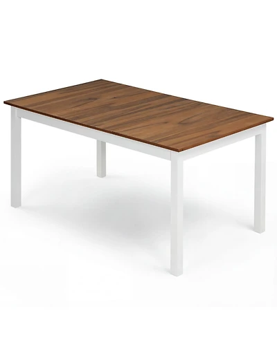 Sugift 60 in Rectangular Dining Table with Solid Wood Legs
