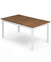 Sugift 60 in Rectangular Dining Table with Solid Wood Legs