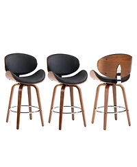 Dyhome Bar Stools Set of 3, 28 Inches Modern Counter Height with High Back Metal Legs, Upholstered Tall Barstools for Kitchen Island, Cafe,