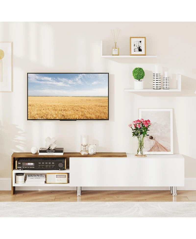 Sugift Farmhouse Tv Stand for TVs up to 80 in with Cabinets