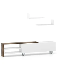 Sugift Farmhouse Tv Stand for TVs up to 80 in with Cabinets