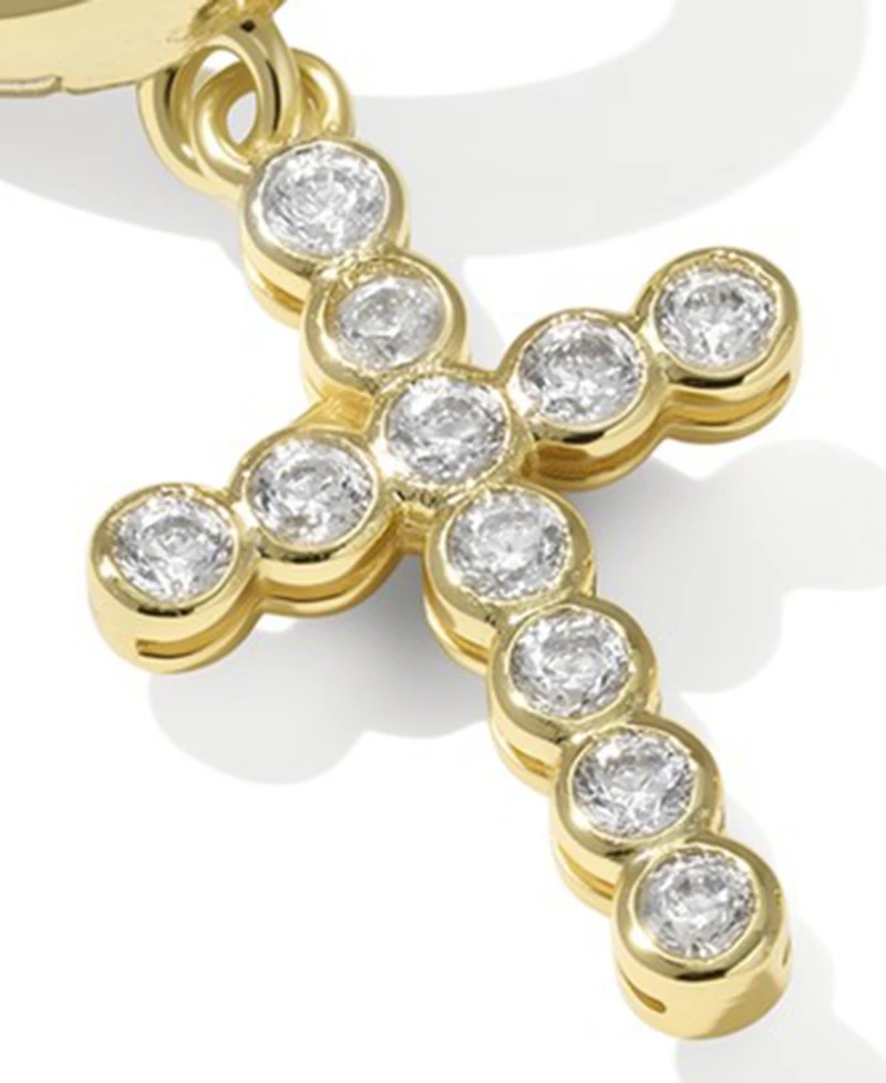 Kendra Scott Cross Crystal Charm and Cubic Zirconia Plated Brass Huggie Earrings