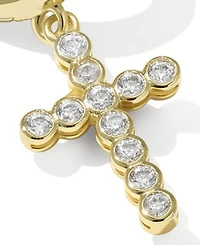 Kendra Scott Cross Crystal Charm and Cubic Zirconia Plated Brass Huggie Earrings