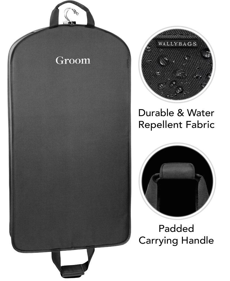 WallyBags 40" Deluxe Groom Embroidered Tux and Suit Travel Garment Bag