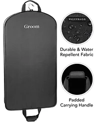 WallyBags 40" Deluxe Groom Embroidered Tux and Suit Travel Garment Bag