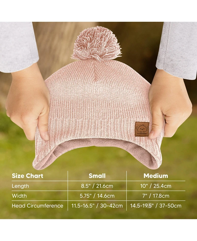 KeaBabies Muff Baby Beanie, Hat for Boys, Girls, Winter Hats Kids, Newborn, Infant, Toddler 0-36 months