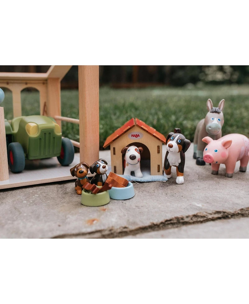 Haba Little Friends Dog Lucky - Pet Toy Figure with Doghouse and Wooden Bones