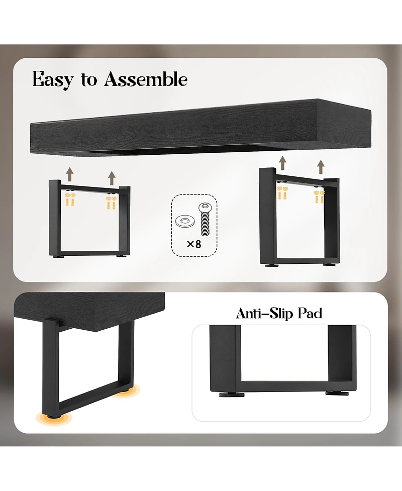 Rainsken Wooden Ottoman Bench, Farmhouse Bench for Living Room, Entryway Benches, Kitchen Table Bench