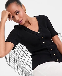 I.n.c. International Concepts Women's Short Sleeve V-Neck Cardigan