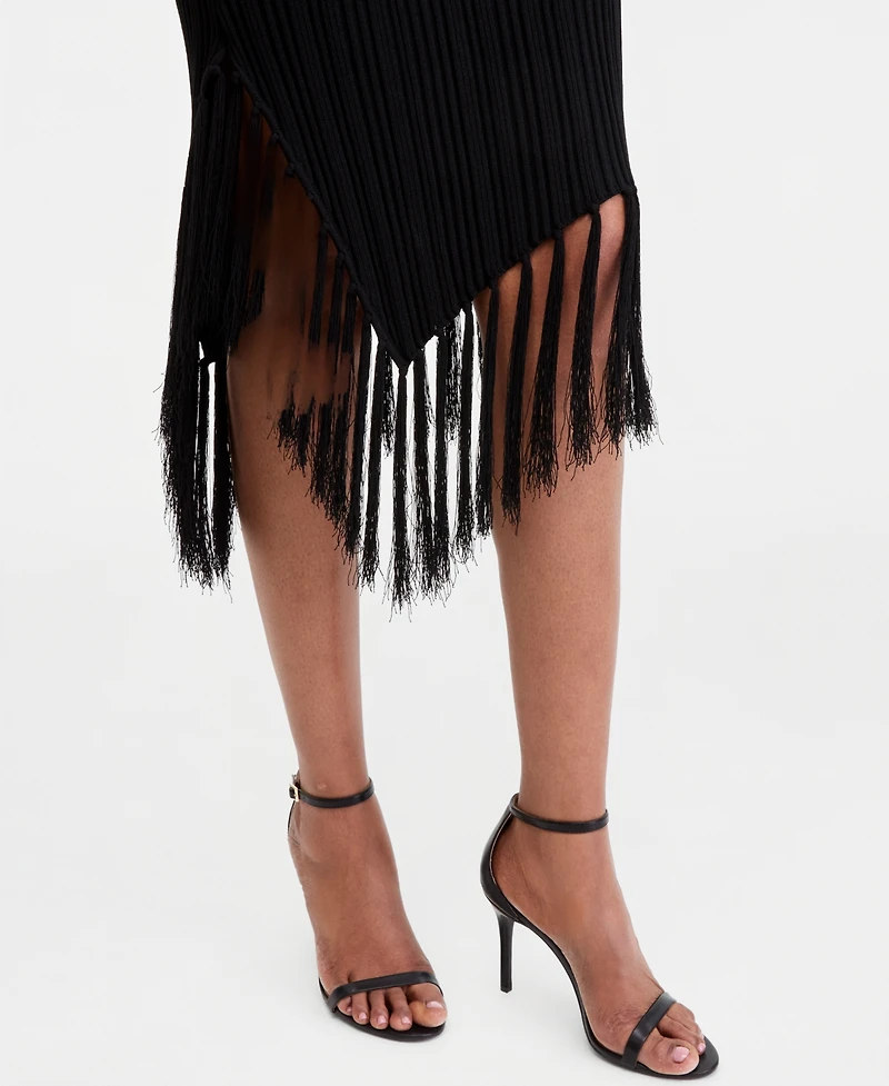 I.n.c. International Concepts Women's Sleeveless Fringe-Trim Sweater Dress, Macy's Exclusive